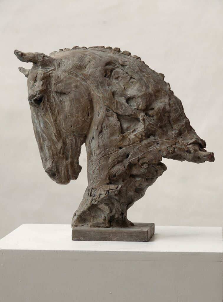 Jürgen Lingl Buste de cheval bronze